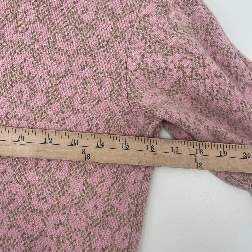 Anthropologie XS Leopard Cut-Out Pullover Sweater Top Pink‎ Dolan Left Coast